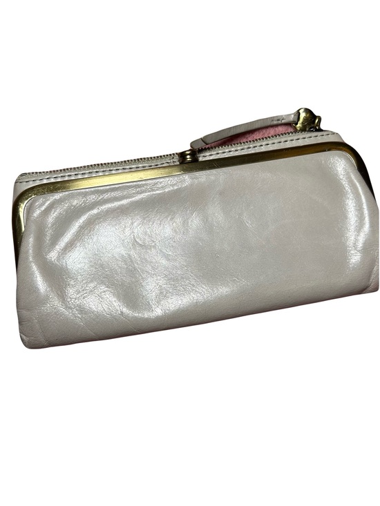 HOBO Handbags - HOBO Cream Leather Frame Clutch with Gold Trim